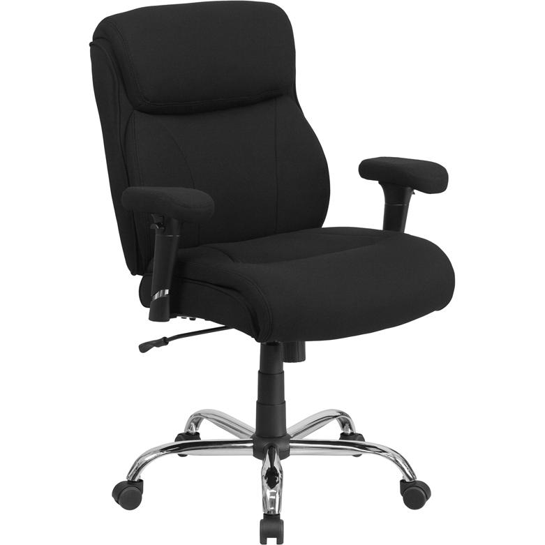 HERCULES Series Big & Tall 400 lb. Rated Black Fabric Ergonomic Task Office Chair with Line Stitching and Adjustable Arms