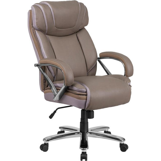 HERCULES Series Big & Tall 500 lb. Rated Taupe LeatherSoft Executive Swivel Ergonomic Office Chair with Extra Wide Seat