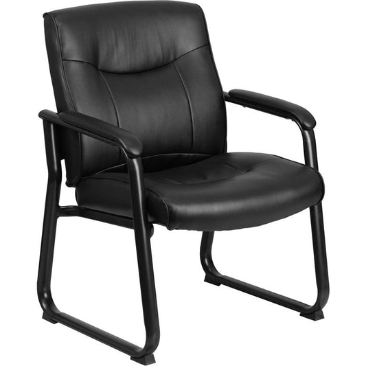 HERCULES Series Big & Tall 500 lb. Rated Black LeatherSoft Executive Side Reception Chair with Sled Base