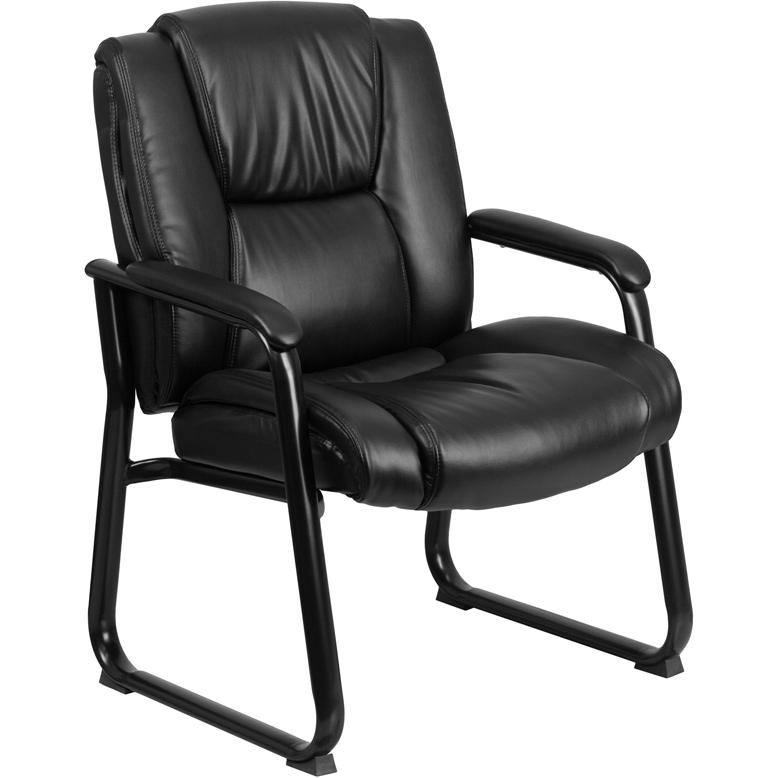 Reception Chairs | Black LeatherSoft Side Chairs for Reception and Office