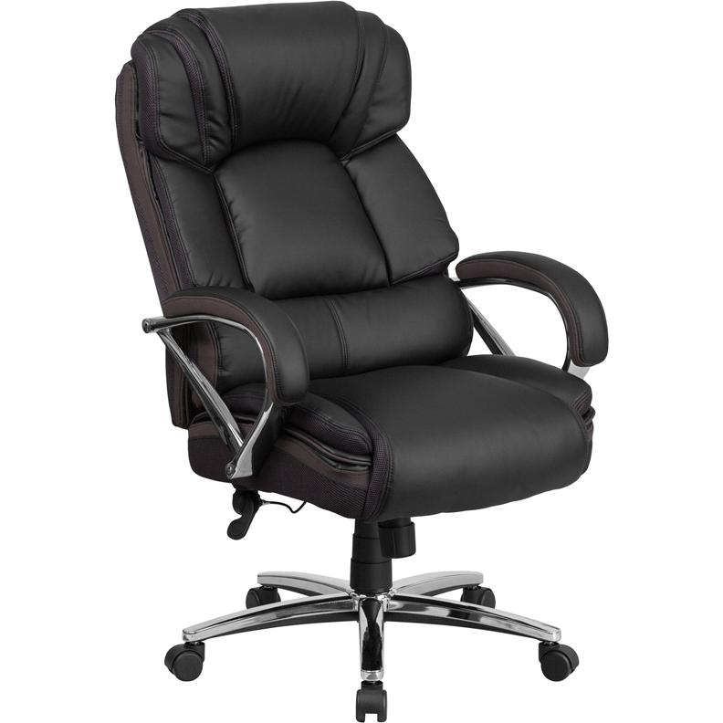 HERCULES Series Big & Tall 500 lb. Rated Black LeatherSoft Executive Swivel Ergonomic Office Chair with Chrome Base and Arms