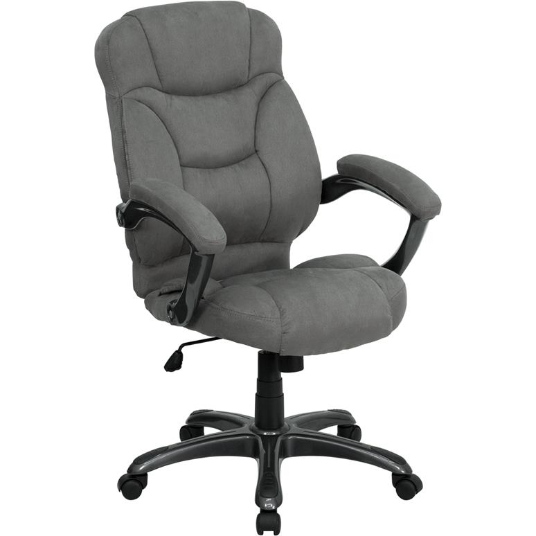 High Back Gray Microfiber Contemporary Executive Swivel Ergonomic Office Chair with Arms