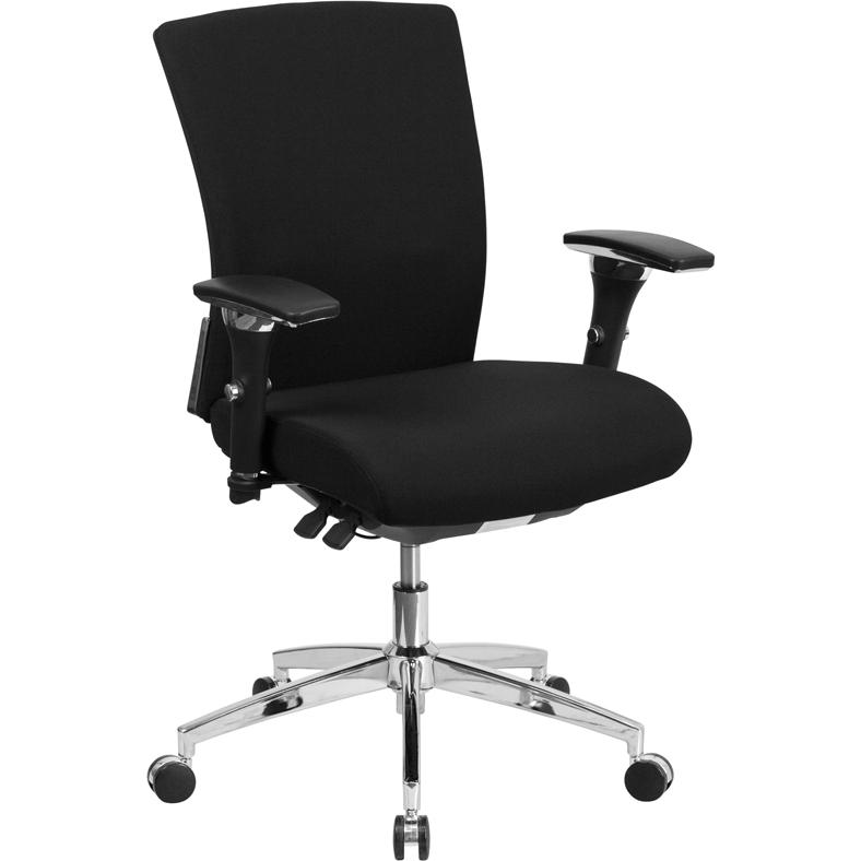 HERCULES Series 24/7 Intensive Use 300 lb. Rated Black Fabric Multifunction Ergonomic Office Chair with Seat Slider