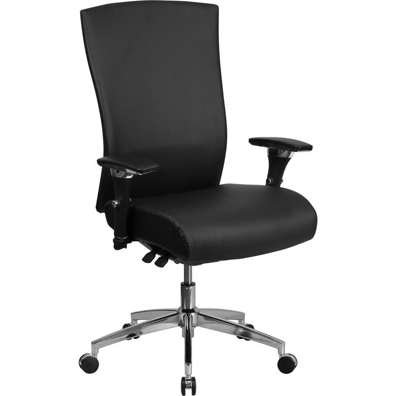 HERCULES Series 24/7 Intensive Use 300 lb. Rated Black LeatherSoft Multifunction Ergonomic Office Chair with Seat Slider