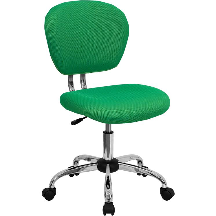 Mid-Back Bright Green Mesh Padded Swivel Task Office Chair with Chrome Base