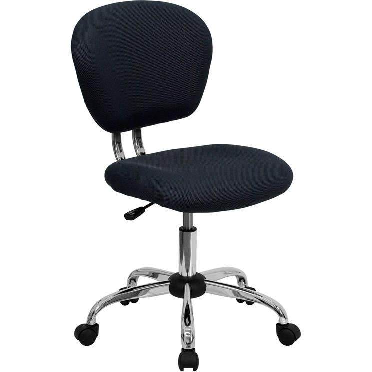 Mid-Back Gray Mesh Padded Swivel Task Office Chair with Chrome Base