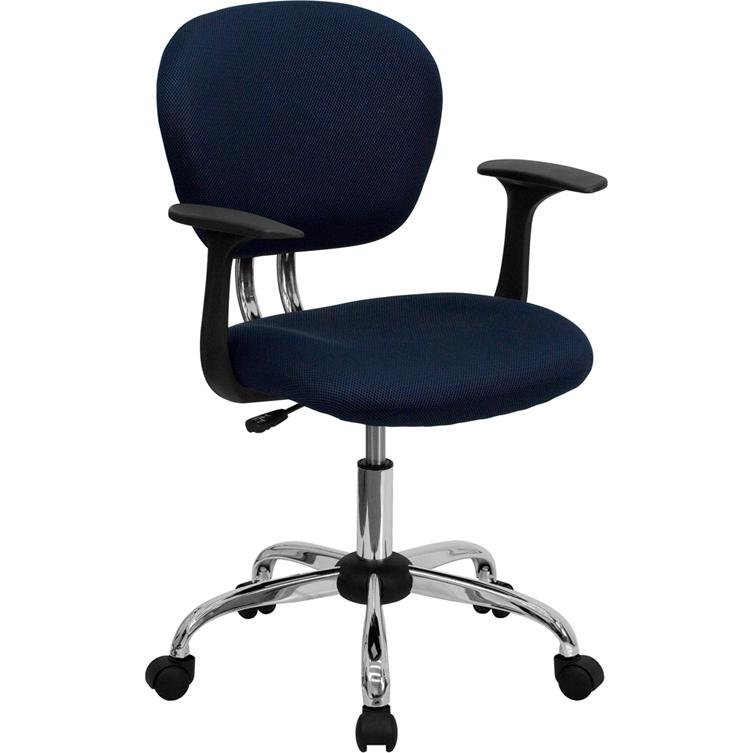 Mid-Back Navy Mesh Padded Swivel Task Office Chair with Chrome Base and Arms