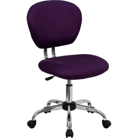 Mid-Back Purple Mesh Padded Swivel Task Office Chair with Chrome Base