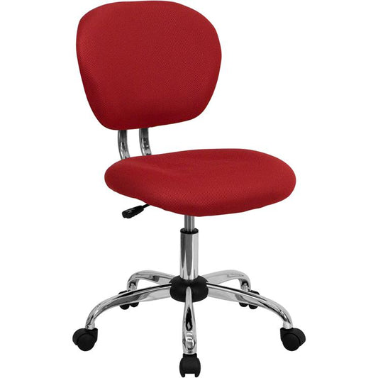 Mid-Back Red Mesh Padded Swivel Task Office Chair with Chrome Base