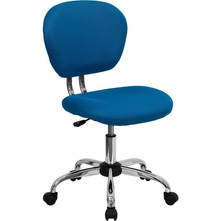 Mid-Back Turquoise Mesh Padded Swivel Task Office Chair with Chrome Base