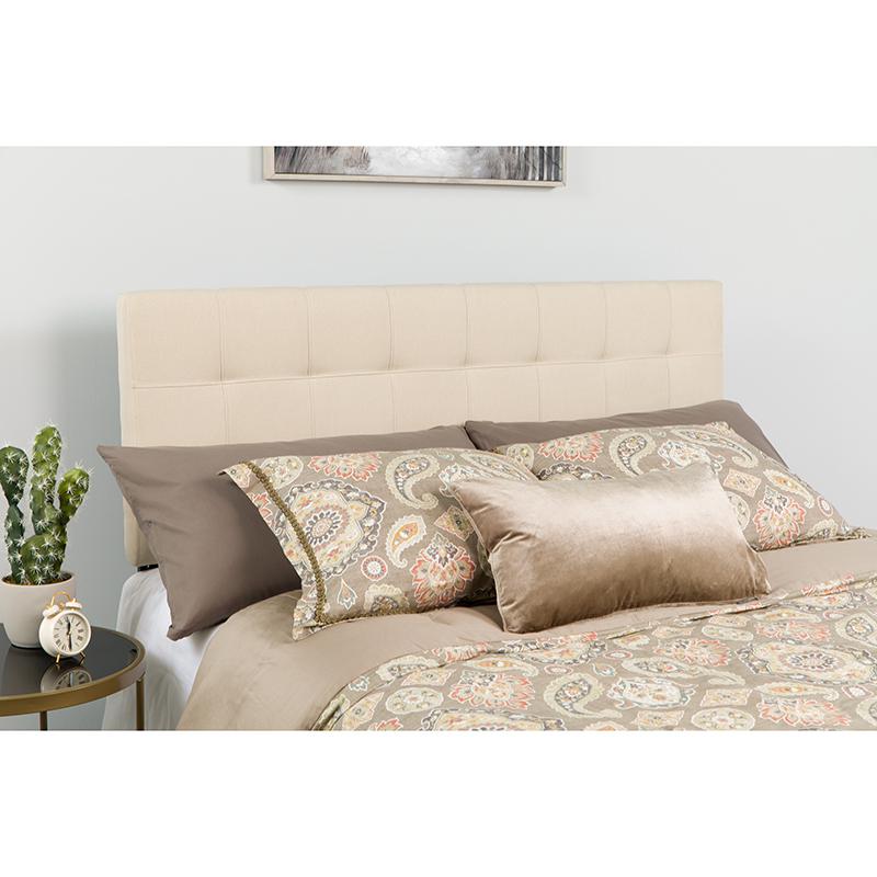 Bedford Tufted Upholstered King Size Headboard in Beige Fabric