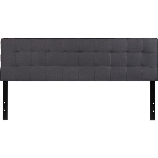 Bedford Tufted Upholstered King Size Headboard in Dark Gray Fabric