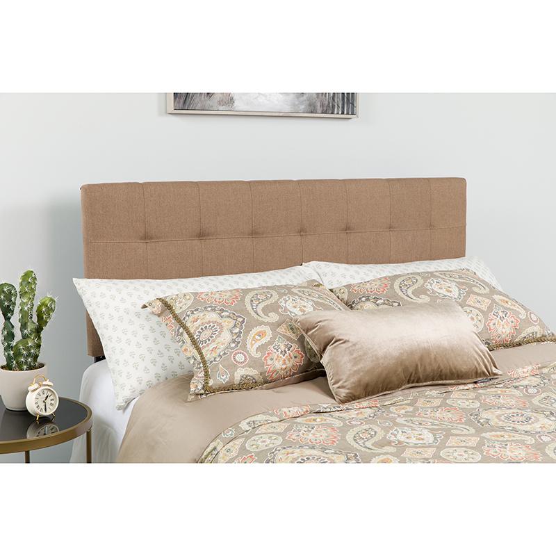 Bedford Tufted Upholstered Queen Size Headboard in Camel Fabric