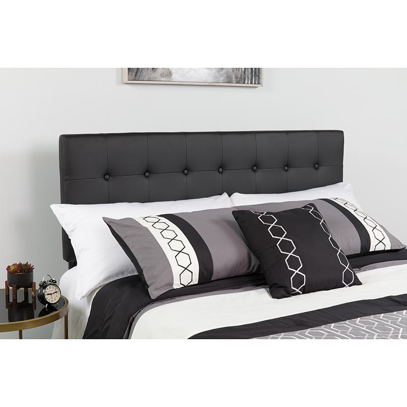 Lennox Tufted Upholstered Full Size Headboard in Black Vinyl