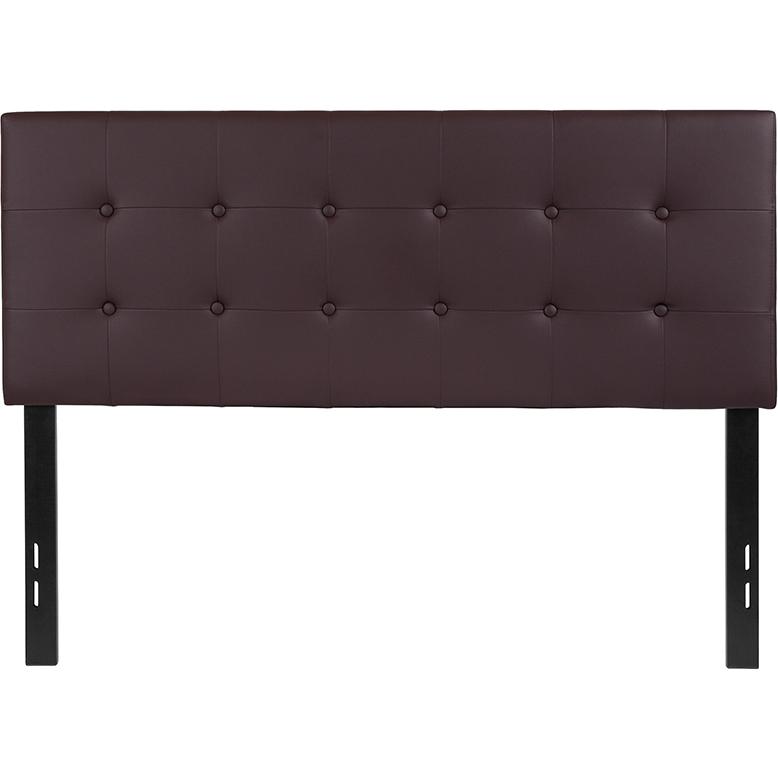 Lennox Tufted Upholstered Full Size Headboard in Brown Vinyl