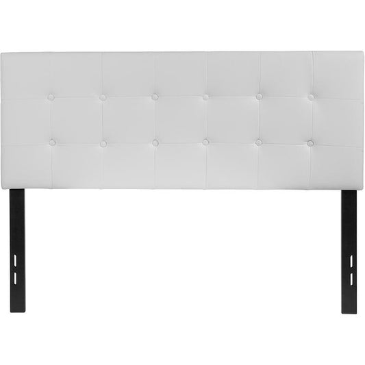 Lennox Tufted Upholstered Full Size Headboard in White Vinyl