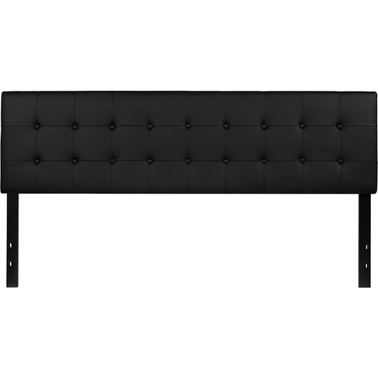 Lennox Tufted Upholstered King Size Headboard in Black Vinyl