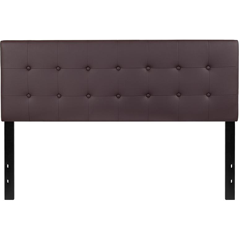 Lennox Tufted Upholstered Queen Size Headboard in Brown Vinyl