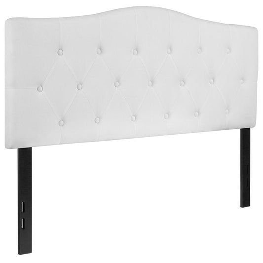 Cambridge Tufted Upholstered Full Size Headboard in White Fabric