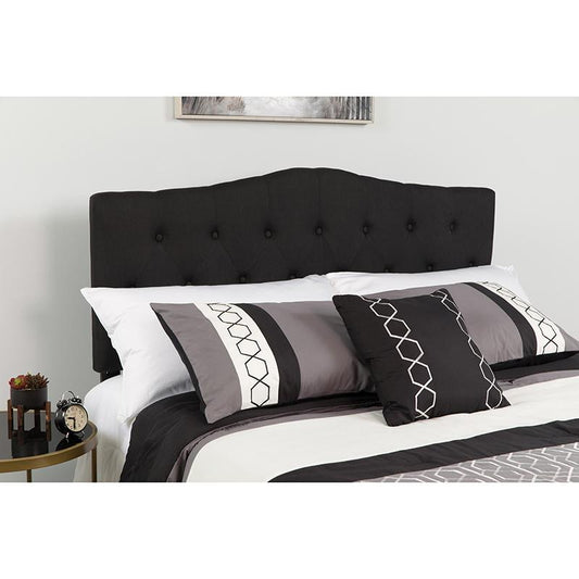 Cambridge Tufted Upholstered King Size Headboard in Black Fabric