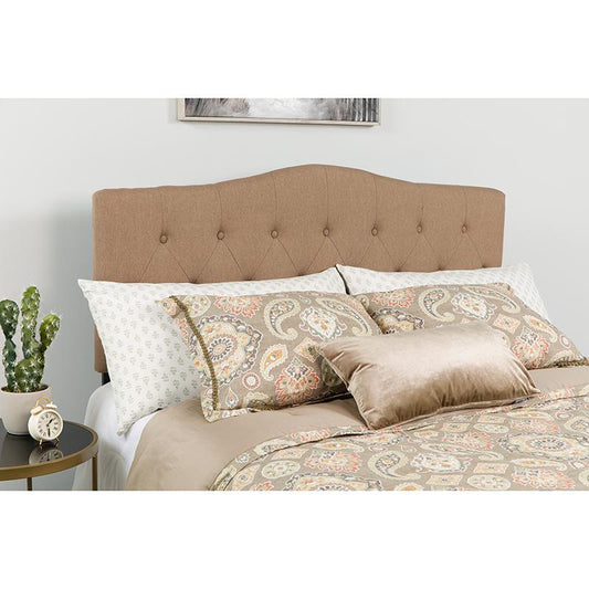 Cambridge Tufted Upholstered King Size Headboard in Camel Fabric