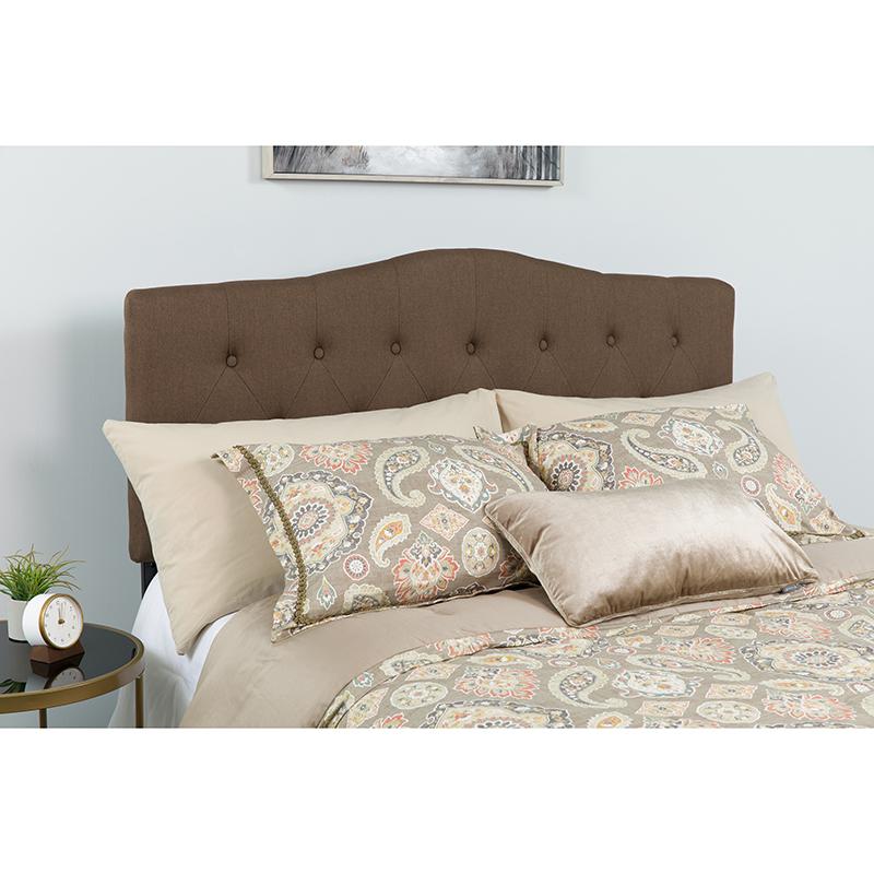 Cambridge Tufted Upholstered King Size Headboard in Dark Brown Fabric