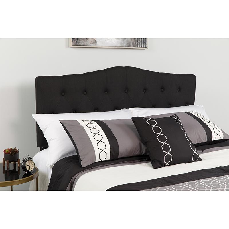 Cambridge Tufted Upholstered Queen Size Headboard in Black Fabric