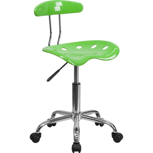 Vibrant Apple Green and Chrome Swivel Task Office Chair with Tractor Seat