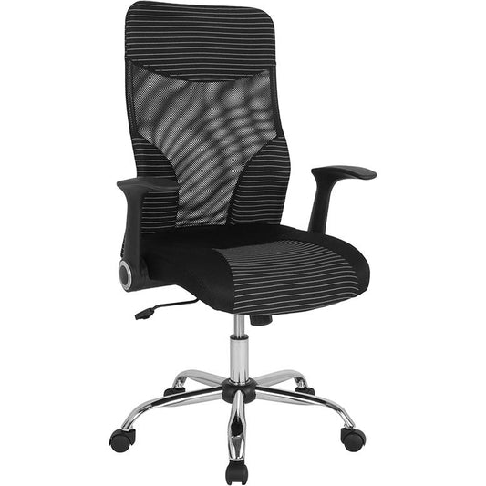 Milford High Back Ergonomic Office Chair with Contemporary Mesh Design in Black and White