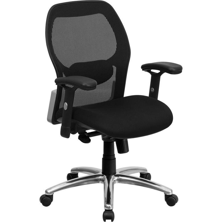 Mid-Back Black Super Mesh Executive Swivel Office Chair with Knee Tilt Control and Adjustable Lumbar & Arms