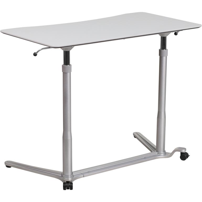 Sit-Down, Stand-Up Light Gray Computer Ergonomic Desk with 37.375''W Top (Adjustable Range 29'' - 40.75'')