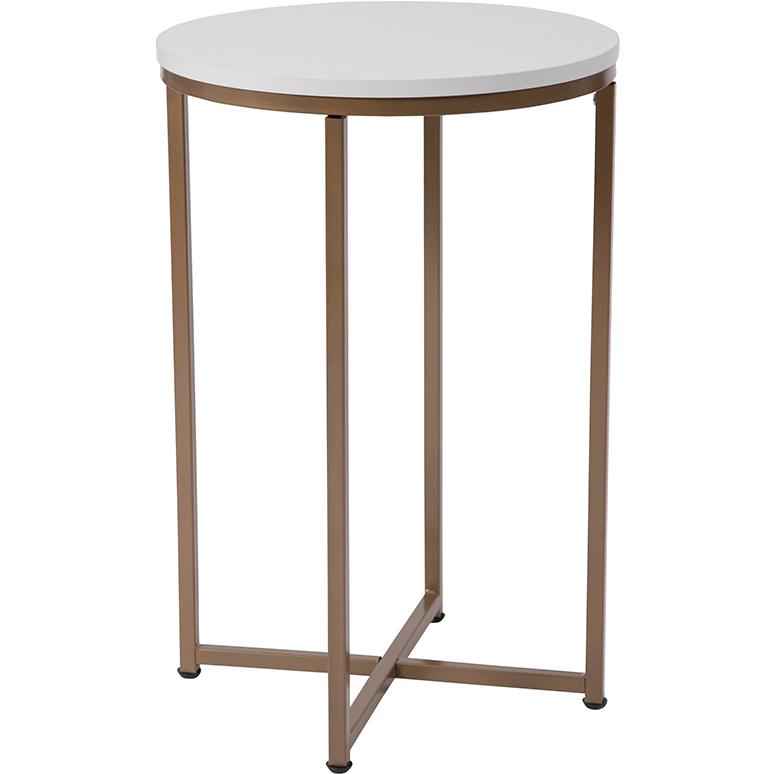 Hampstead Collection White End Table with Matte Gold Frame