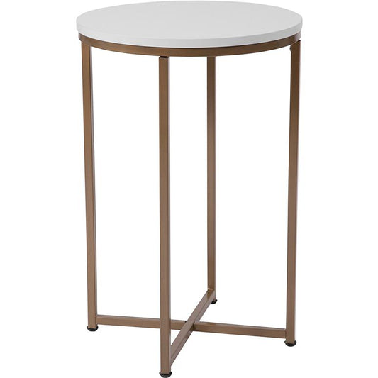 Hampstead Collection White End Table with Matte Gold Frame