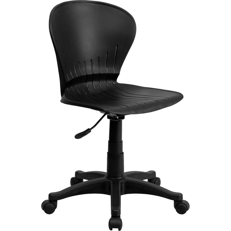 Mid-Back Black Plastic Swivel Task Office Chair