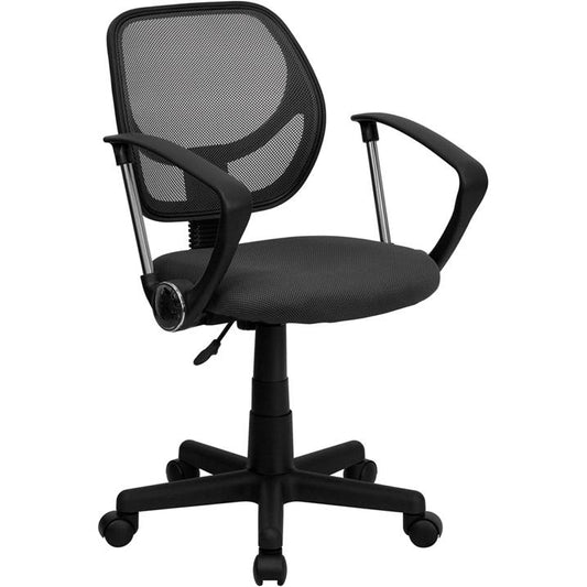 Low Back Gray Mesh Swivel Task Office Chair with Arms