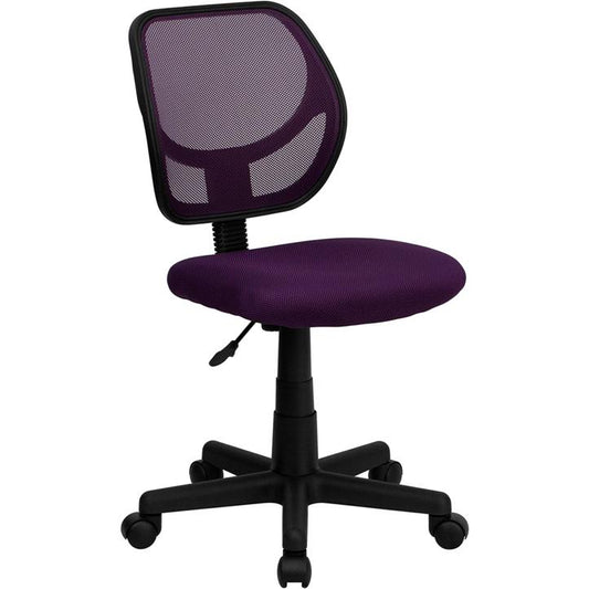 Low Back Purple Mesh Swivel Task Office Chair