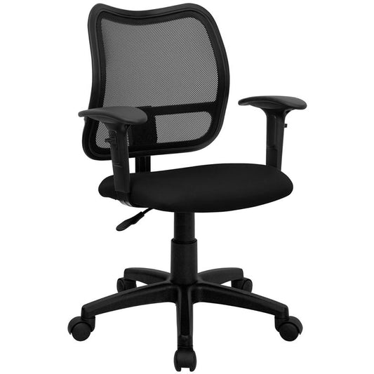 Mid-Back Black Mesh Swivel Task Office Chair with Adjustable Arms