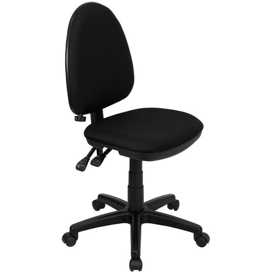 Mid-Back Black Fabric Multifunction Swivel Ergonomic Task Office Chair with Adjustable Lumbar Support