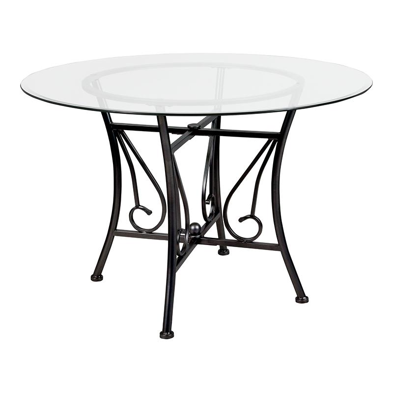 Princeton 45'' Round Glass Dining Table with Black Metal Frame